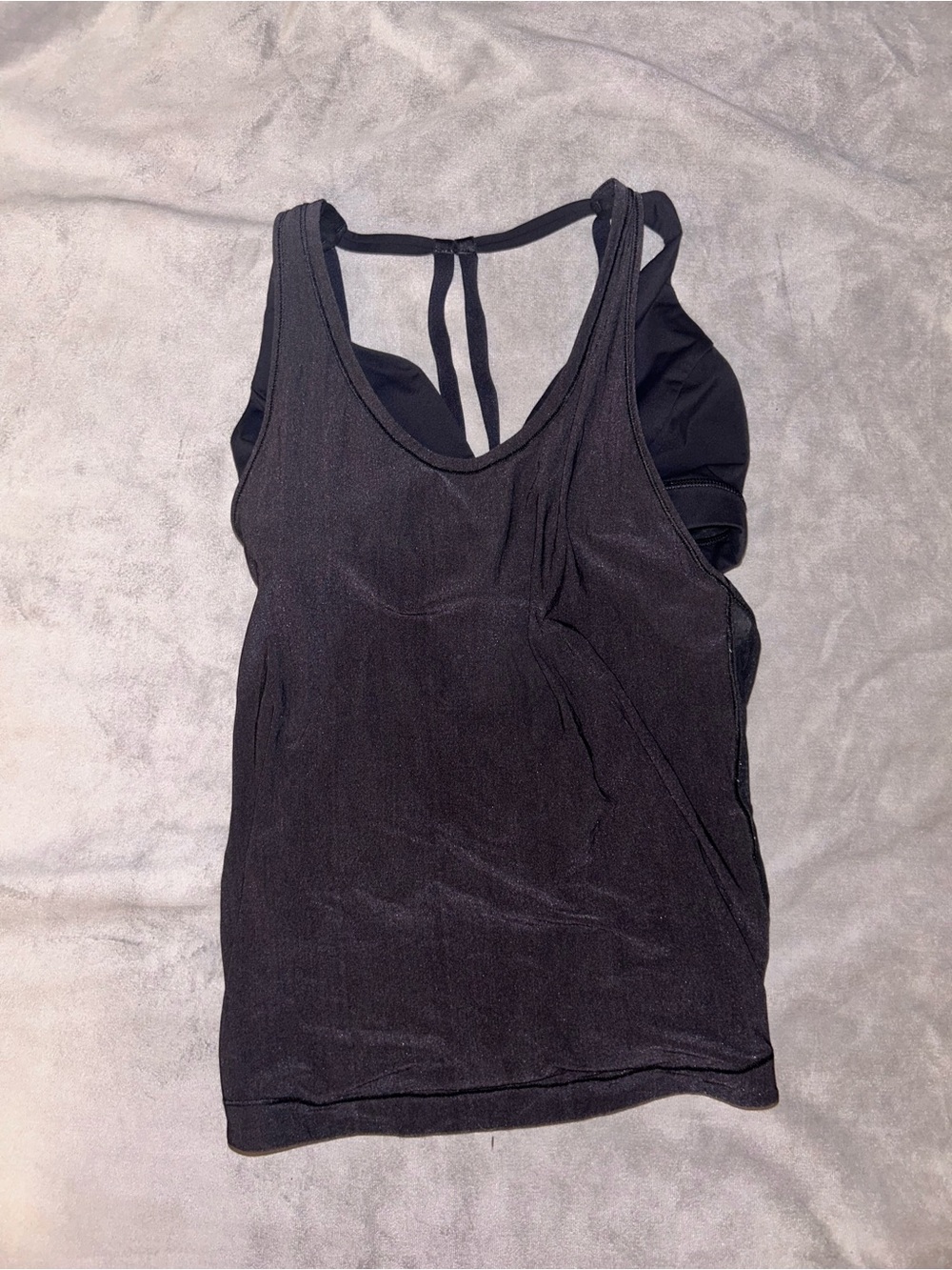 lululemon athletica Black Layered Tank with Built-In Shelf Bra, size 8